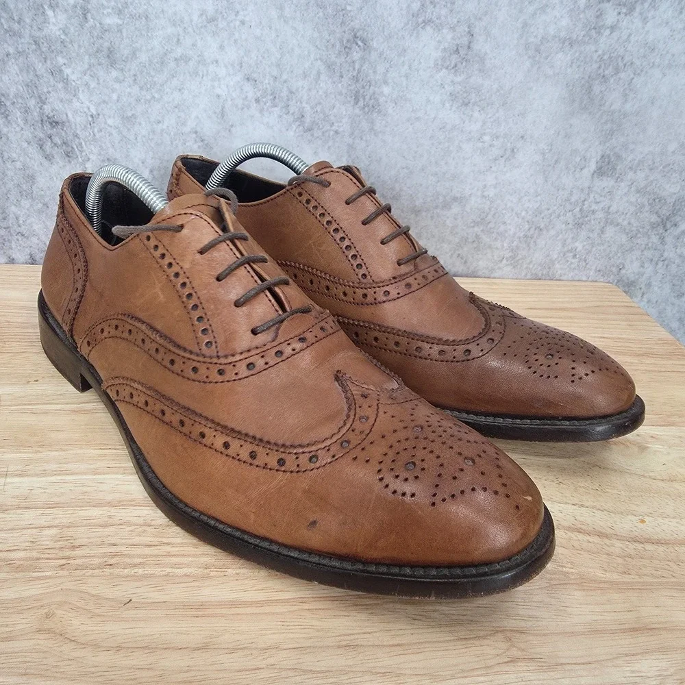 To Boot‎ New York Adam Derrick Oxford Shoes Mens 10 Brown Leather Wingtip Italy